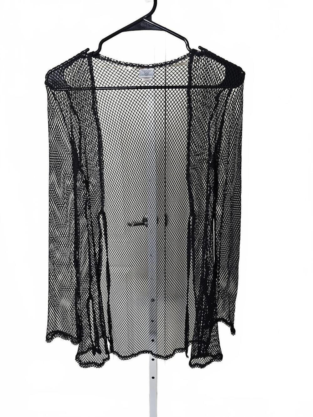 No Boundaries Black Mesh Long Sleeve Cardigan Size S-M